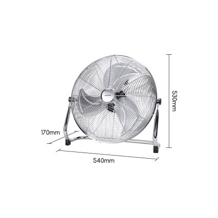 Aigostar - Podni ventilator 100W/230V prečnik 54 cm, sjajni hrom