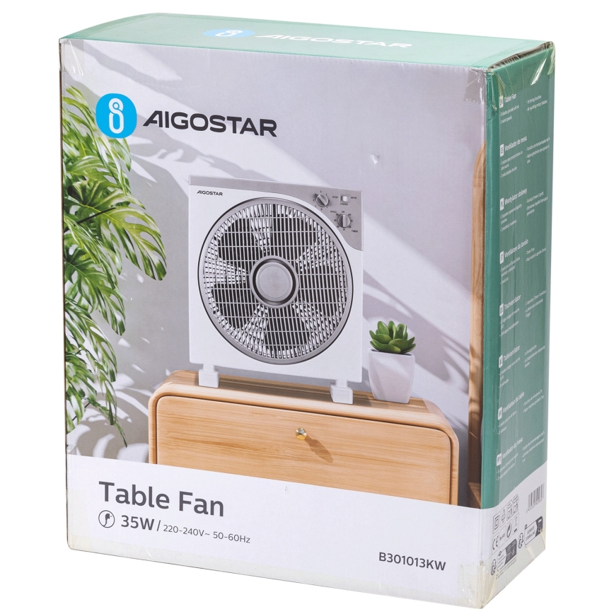 Aigostar - Podni ventilator 35W/230V, prečnik 30 cm, bela/siva