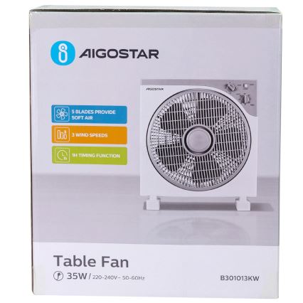 Aigostar - Podni ventilator 35W/230V, prečnik 30 cm, bela/siva