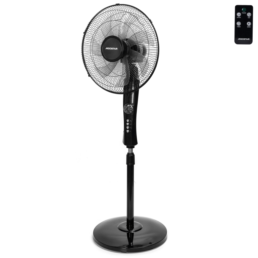 Aigostar - Stojeći ventilator 50W/230V 130 cm, crne boje + daljinski upravljač