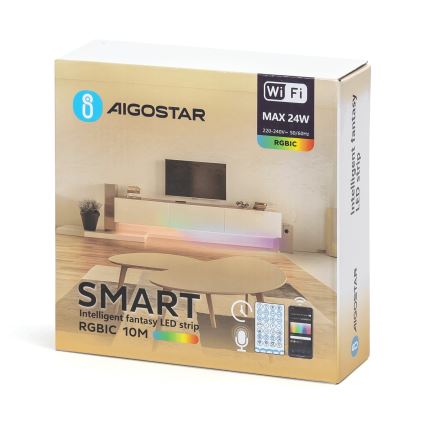 Aigostar - LED RGBIC prigušiva traka 10 m LED/24W/24V + Wi‑Fi daljinski upravljač
