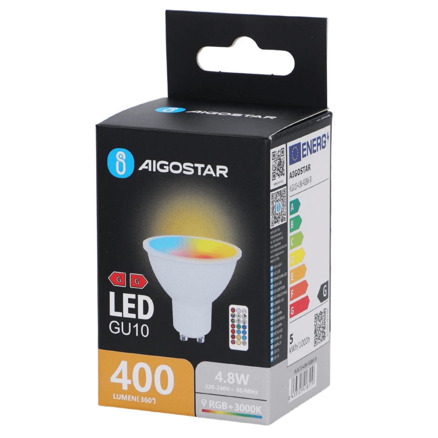 Aigostar - LED RGBW prigušiva sijalica GU10/4,8W/230V 3000K + daljinski upravljač