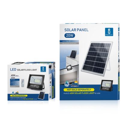 Aigostar - LED prigušiva solarni reflektor LED/60W/3,2V 2000 mAh IP67 + daljinski upravljač