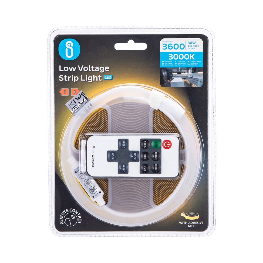 Aigostar - LED prigušiva traka 5 m LED/36W/24/230V 3000K + daljinski upravljač