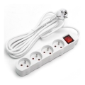 Aigostar - Produžni kabel sa prekidačem, 4 utičnice, 1,5 m, beo