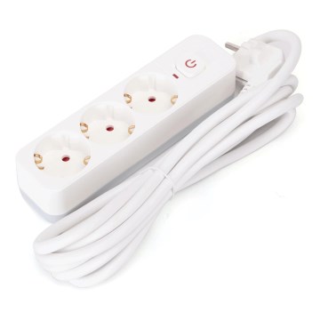 Aigostar - Produžni kabl sa prekidačem 3 utičnice Tip F 3m SCHUKO bela