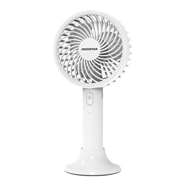 Aigostar - Punjivi džepni ventilator 3W/5V 1500mAh USB beo