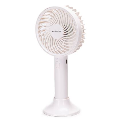 Aigostar - Punjivi džepni ventilator 3W/5V 1500mAh USB beo