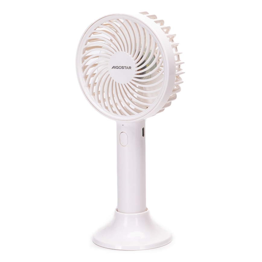 Aigostar - Punjivi džepni ventilator 3W/5V 1500mAh USB beo