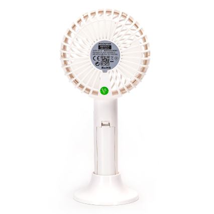 Aigostar - Punjivi džepni ventilator 3W/5V 1500mAh USB beo