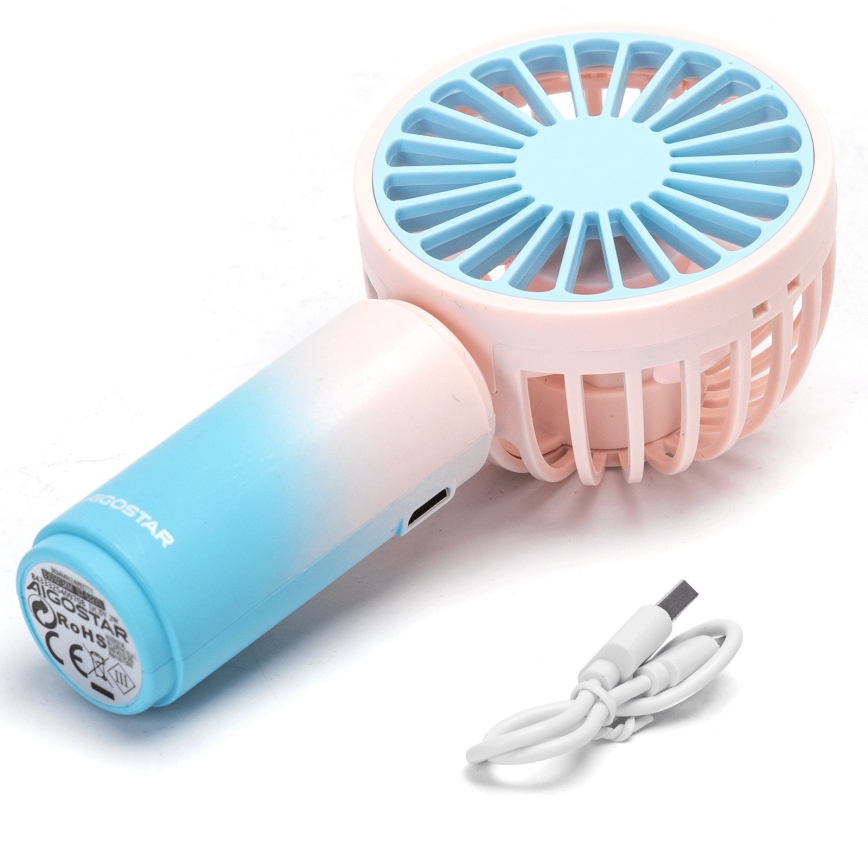 Aigostar - Punjivi džepni ventilator 3W/5V 500 mAh USB ružičasta/plava