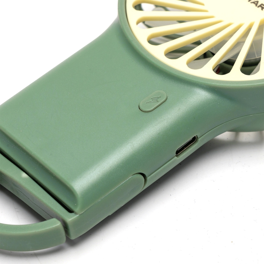 Aigostar - Punjivi džepni ventilator 4W/5V 500 mAh USB, zelene boje