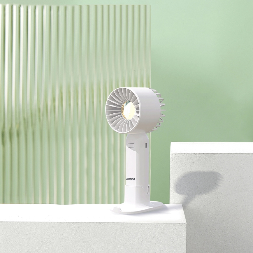 Aigostar - Punjivi džepni ventilator 4W/5V 500mAh USB bela