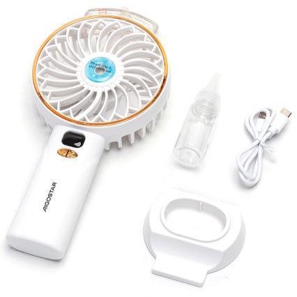 Aigostar - Punjivi džepni ventilator 5W/5V 2400mAh USB bela