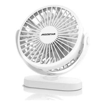 Aigostar - Punjivi stoni ventilator 4W/5V 1500mAh beli