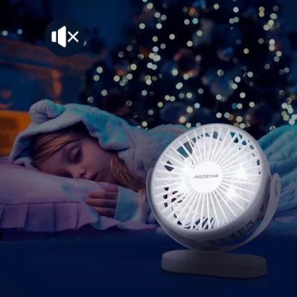 Aigostar - Punjivi stoni ventilator 4W/5V 1500mAh beli