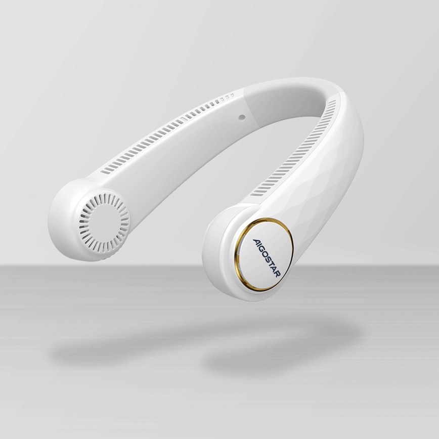 Aigostar - Punjivi ventilator za vrat 4W/5V 2000mAh, bela