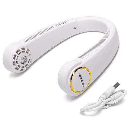 Aigostar - Punjivi ventilator za vrat 4W/5V 2000mAh, bela