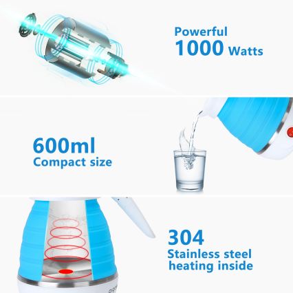 Aigostar - Putno brzo kuvalo za vodu 600 ml, 1000 W/230 V