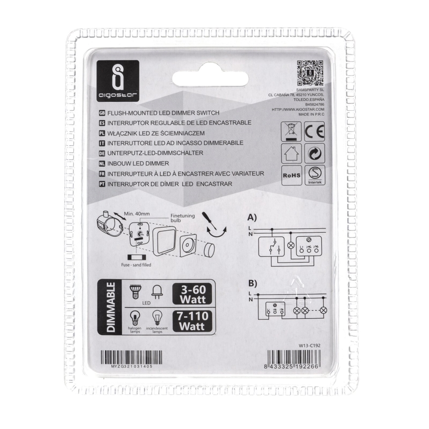 Aigostar - Rotaciona prigušiva 110W/230V bela