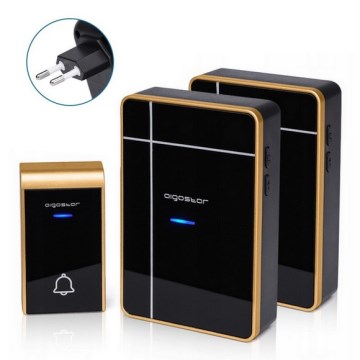 Aigostar - SET 2x bežični zvon na utičnicu 230V/12V IP44 crna/bakarna