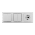 Aigostar - SET 2x kućni prekidač sa dva tastera i utičnicom 1x16A/250V SCHUKO