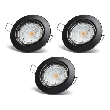 Aigostar - SET 3x LED ugradna stropna svetiljka 1xGU10/4,5W/230V 4000K crna