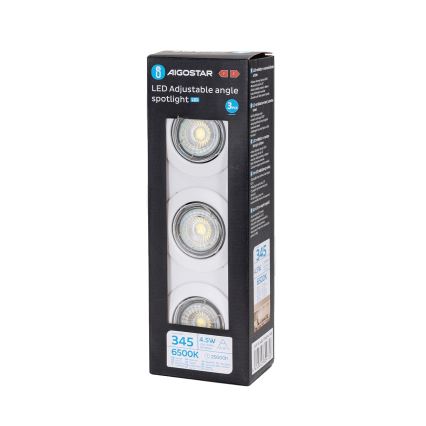 Aigostar - SET 3x LED ugradno stropno svetlo 1xGU10/4,5W/230V 6500K belo