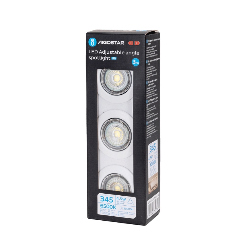 Aigostar - SET 3x LED ugradno stropno svetlo 1xGU10/4,5W/230V 6500K belo