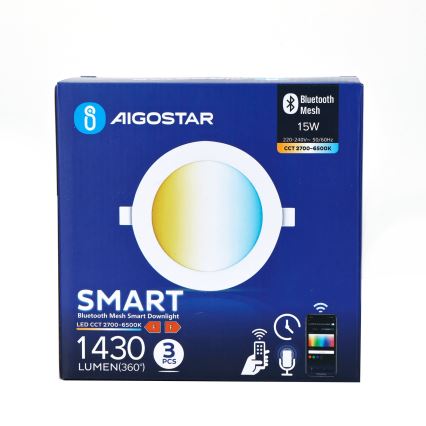 Aigostar - SET 3x prigušiva ugradna LED svetiljka MESH LED/15W/230V 2700K-6500K pr.17cm