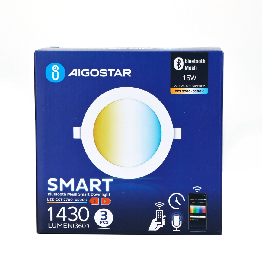 Aigostar - SET 3x prigušiva ugradna LED svetiljka MESH LED/15W/230V 2700K-6500K pr.17cm