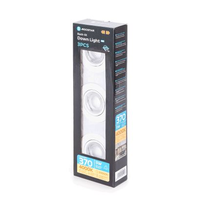 Aigostar - SET od 3 LED ugradnih svetiljki LED/5W/230V 4000K Ø 8,5 cm bela