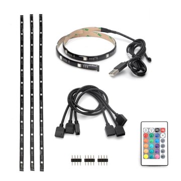 Aigostar - Set od 4 prigušive LED RGB trake 0,5m LED/2,5W/5V IP65 + daljinski upravljač