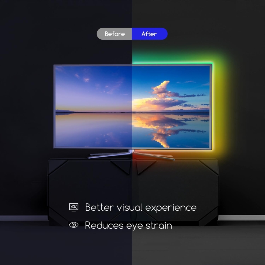 Aigostar - Set od 4 prigušive LED RGB trake 0,5m LED/2,5W/5V IP65 + daljinski upravljač