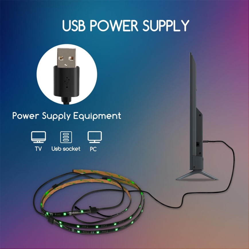 Aigostar - Set od 4 prigušive LED RGB trake 0,5m LED/2,5W/5V IP65 + daljinski upravljač