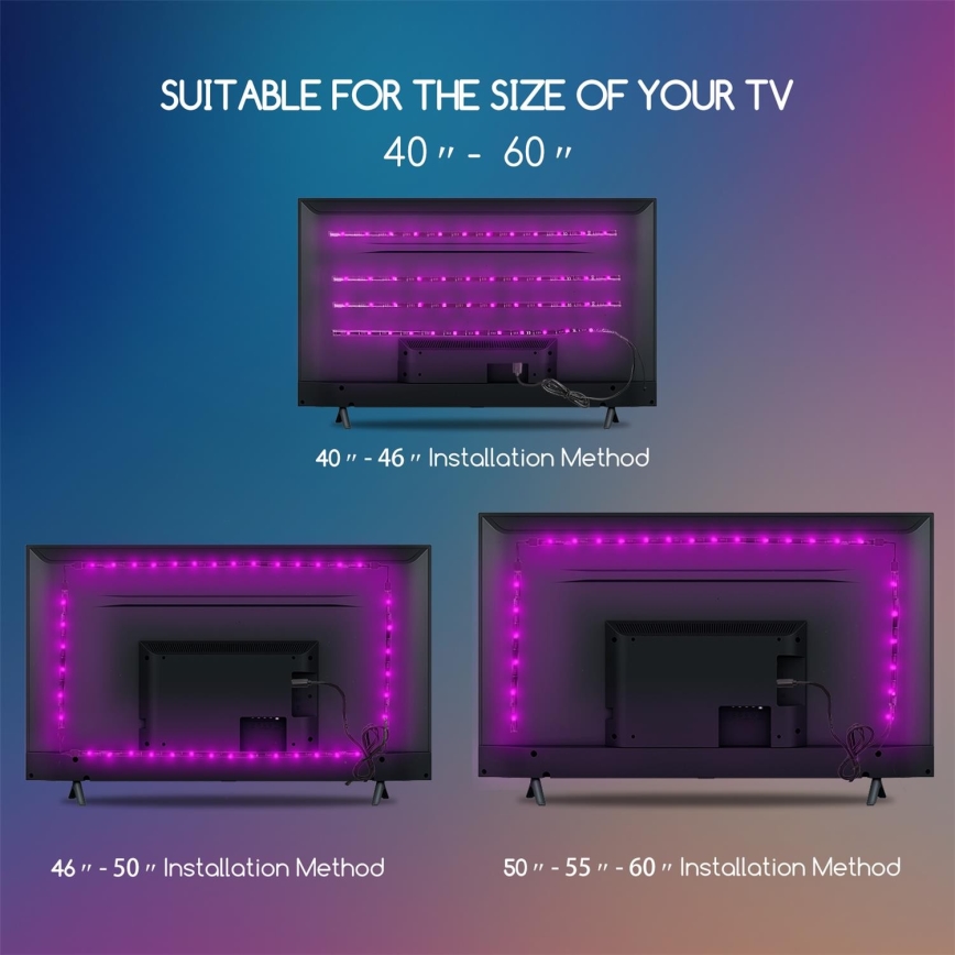 Aigostar - Set od 4 prigušive LED RGB trake 0,5m LED/2,5W/5V IP65 + daljinski upravljač