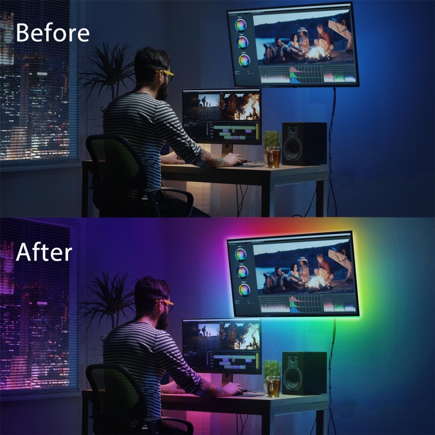 Aigostar - Set od 4 prigušive LED RGB trake 0,5m LED/2,5W/5V IP65 + daljinski upravljač