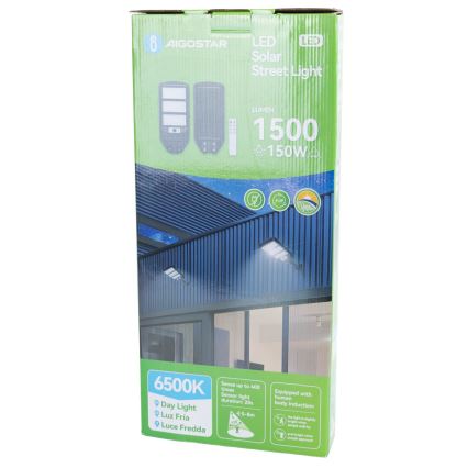 Aigostar - LED solarna ulična lampa sa senzorom LED/150W/3,2V 8000mAh IP65 6500K + daljinski upravljač