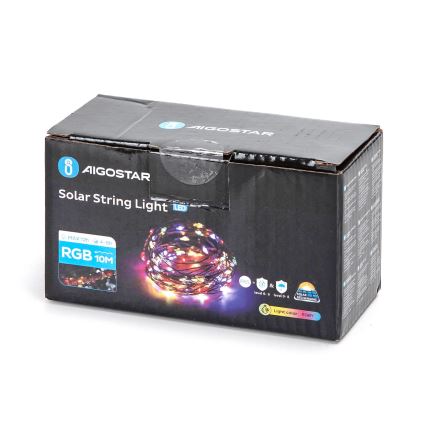 Aigostar - Solarni LED niz, 12 m, 8 funkcija, 800 mAh, IP65, višebojno