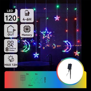 Aigostar - Solarni LED niz 120 LED/8 funkcija 3x0,6 m 500 mAh IP65 višebojno