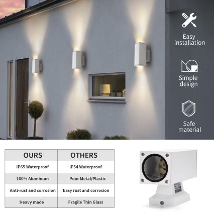 Aigostar - Spoljašnje zidno svetlo 2xGU10/230V belo IP65 četvrtasto