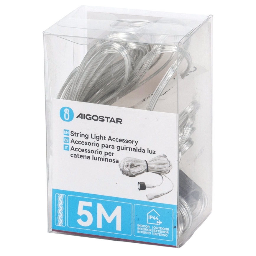 Aigostar - Spoljašnji produžni kabl za svetlosne nizove 5 m IP44 proziran