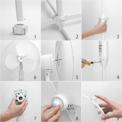 Aigostar - Stajaći ventilator 45W/230V 120 cm bela