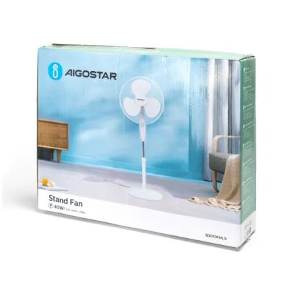 Aigostar - Stajaći ventilator 40W/230V 123 cm bela