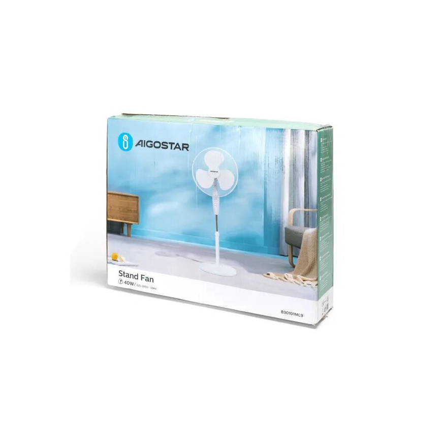 Aigostar - Stojeći ventilator 40W/230V, beo