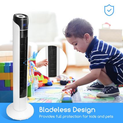 Aigostar - Stojeći ventilator 50W/230V crna/bela + daljinski upravljač