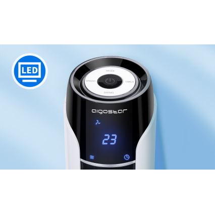 Aigostar - Stojeći ventilator 50W/230V crna/bela + daljinski upravljač