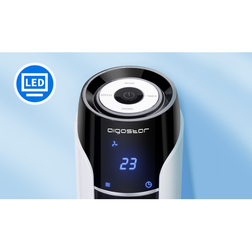 Aigostar - Stojeći ventilator 50W/230V crna/bela + daljinski upravljač