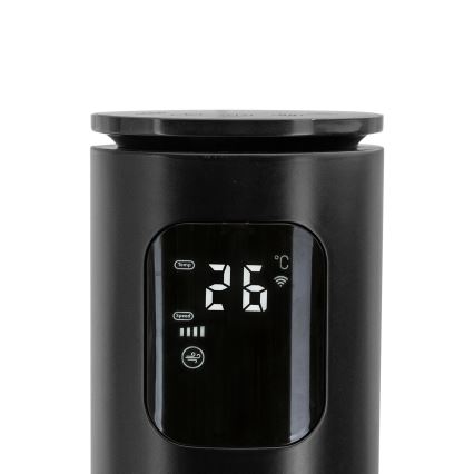 Aigostar - Stubni ventilator 50W/230V, crni, Wi-Fi + daljinski upravljač