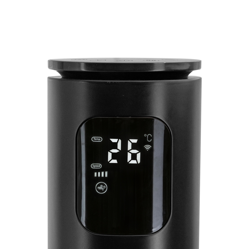 Aigostar - Stubni ventilator 50W/230V, crni, Wi-Fi + daljinski upravljač